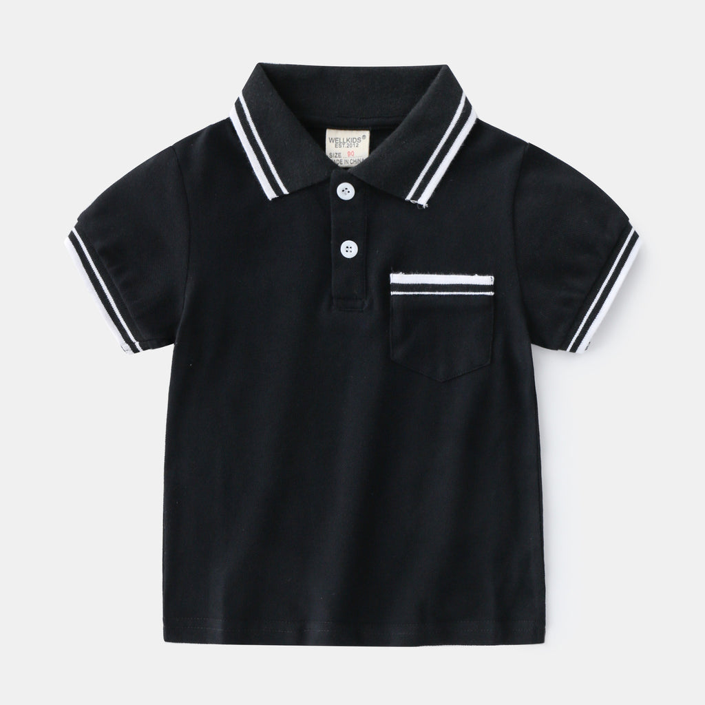 Boys' T-Shirt Summer Polo Shirt Black - D&A