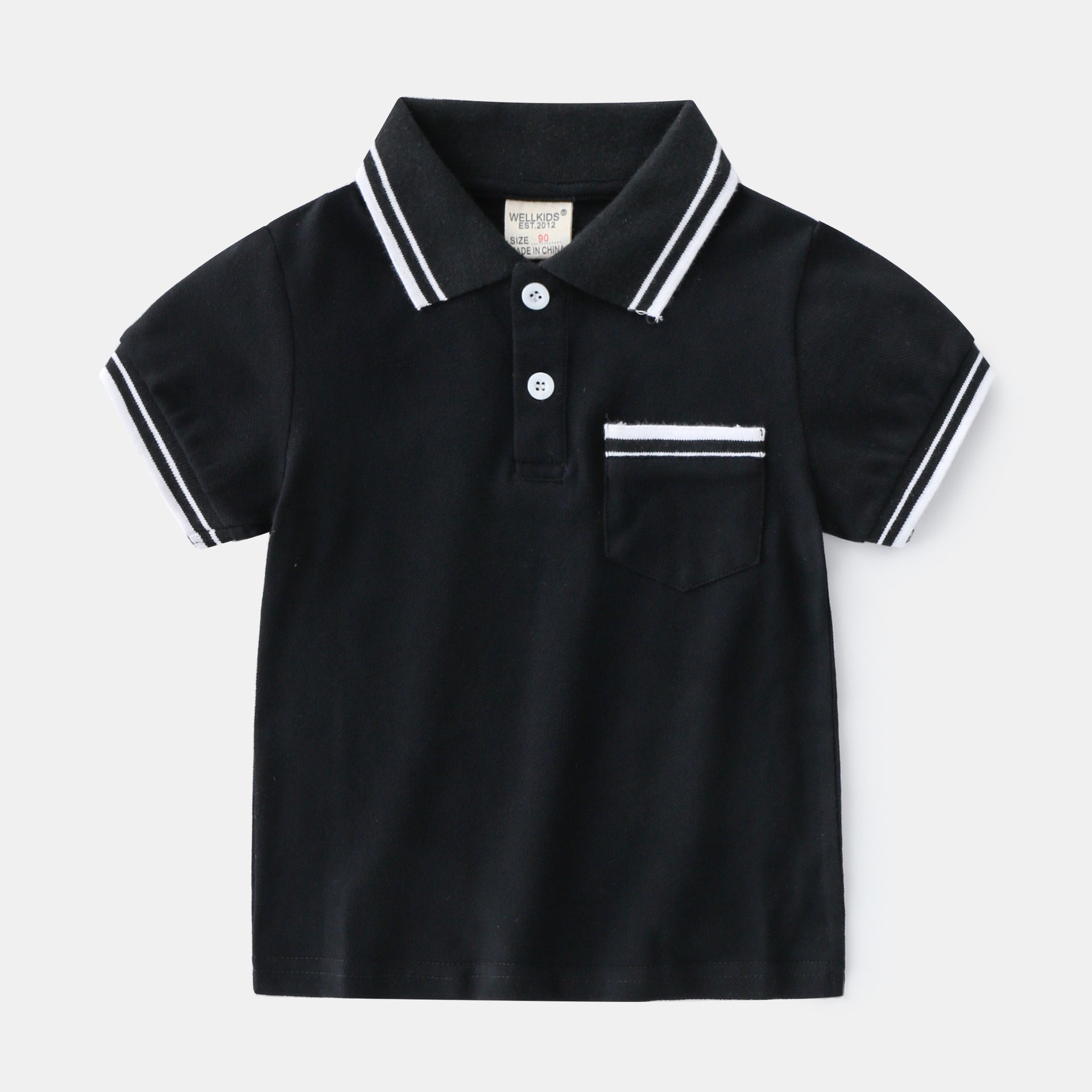 Boys' T-Shirt Summer Polo Shirt Black - D&A
