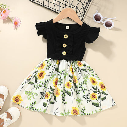 Toddler Kids Baby Girls Clothes Summer Girls Dress Black - D&A