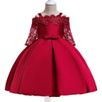 Kids Girls Dress Toddler Tops Skirts Kid Clothes Children Dark Red - D&A