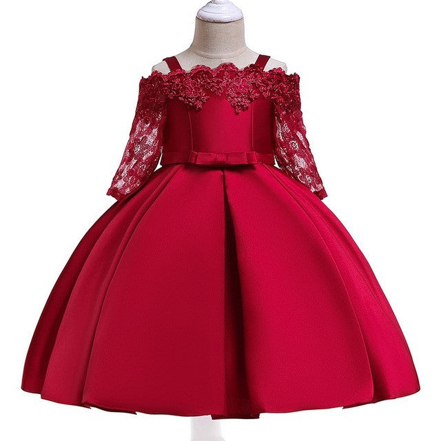 Kids Girls Dress Toddler Tops Skirts Kid Clothes Children Dark Red - D&A