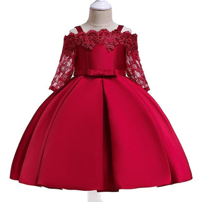 Kids Girls Dress Toddler Tops Skirts Kid Clothes Children Dark Red - D&A