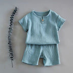 Boy And Girl Baby Short-sleeved Summer Suit Blue - D&A