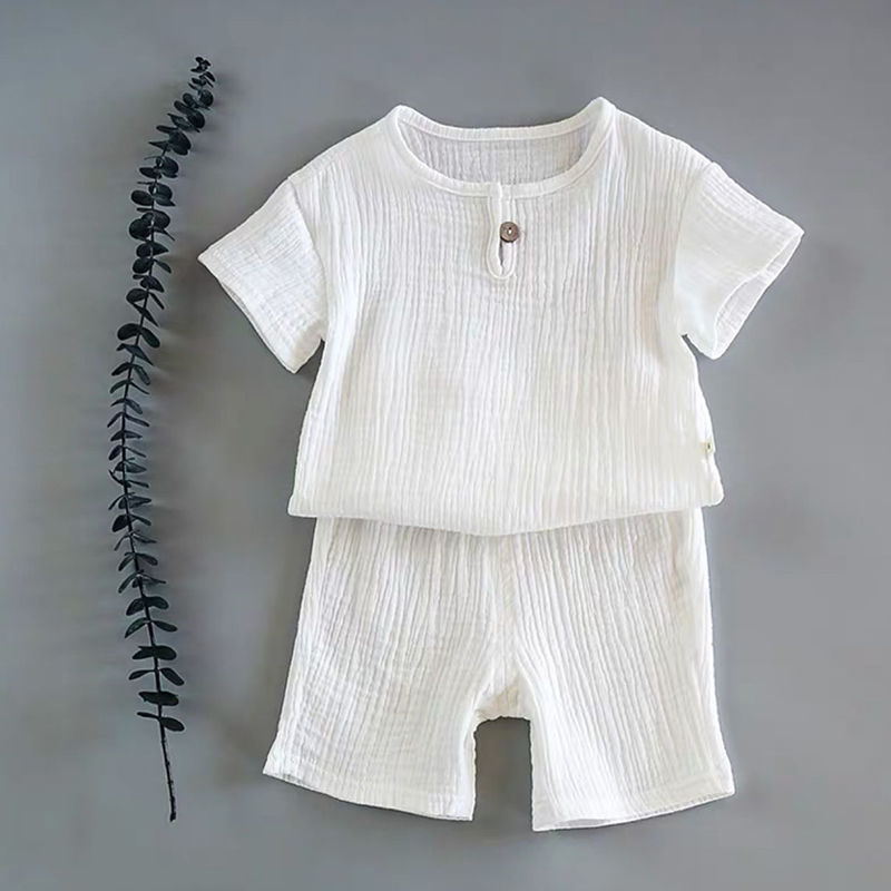 Boy And Girl Baby Short-sleeved Summer Suit White - D&A
