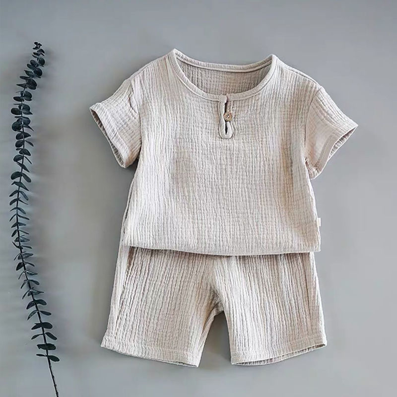 Boy And Girl Baby Short-sleeved Summer Suit Grey - D&A