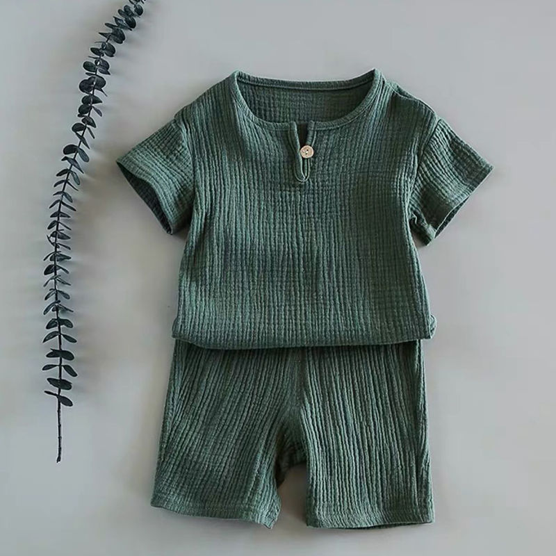 Boy And Girl Baby Short-sleeved Summer Suit Green - D&A