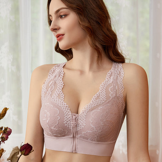 Front Button Lace Bra, Zipper Bra, Vest, Underwear - D&A