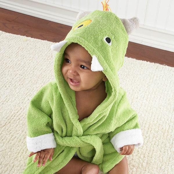 Cartoon Cute Animal Modeling Baby Bath Towels Baby Bathrobes Cotton Children's Bathrobes Baby Hooded Green monster One size - D&A