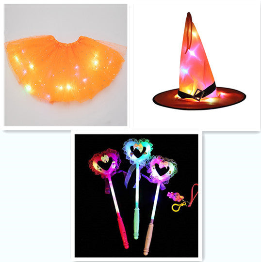 Magical & Luminous LED Princess Halloween Tutu Skirt Sequins Shiny Skirt Set7 - D&A