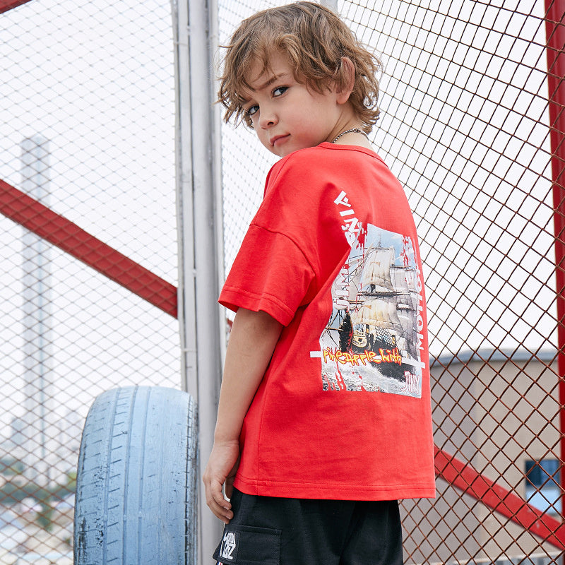 Children's printed T-shirt Red - D&A