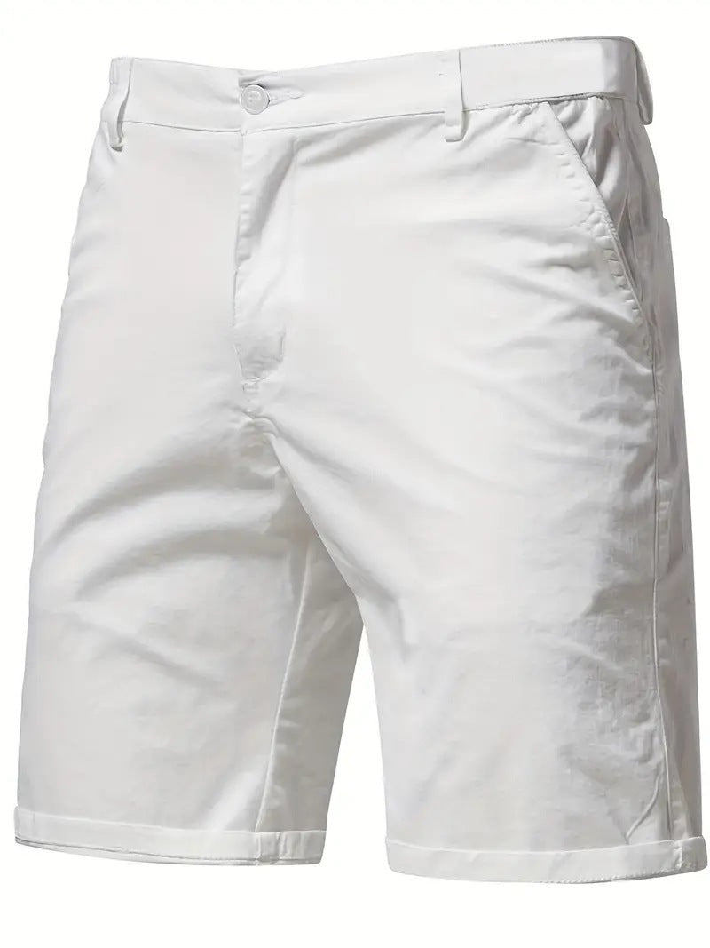 Outdoor Casual Straight-leg Slim Cropped Pants Plus Size Pure Color Cotton Camping Shorts White - D&A