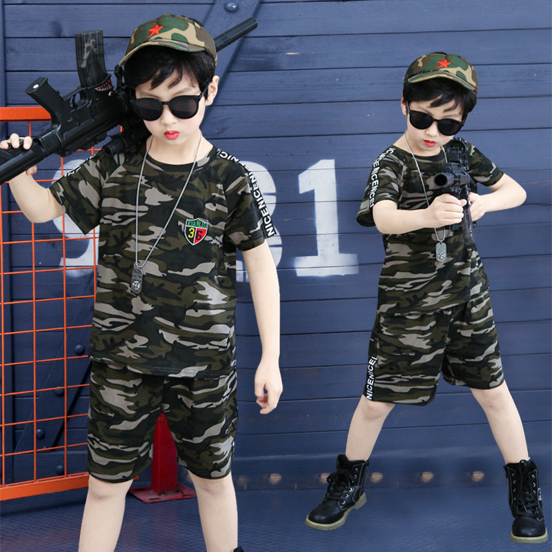 Boys summer short sleeve camouflage clothing - D&A