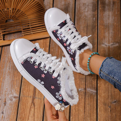 Spring And Autumn New Casual All-match Flat Lace-up Plus Size Low-top Canvas Shoes For Women - D&A