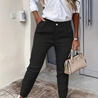 Women's High Waist Slim-fit Pants Solid Color Pants - D&A