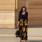 Women's New Long Sleeve U-neck Slim-fit Printed Skirt Two-piece Set - D&A