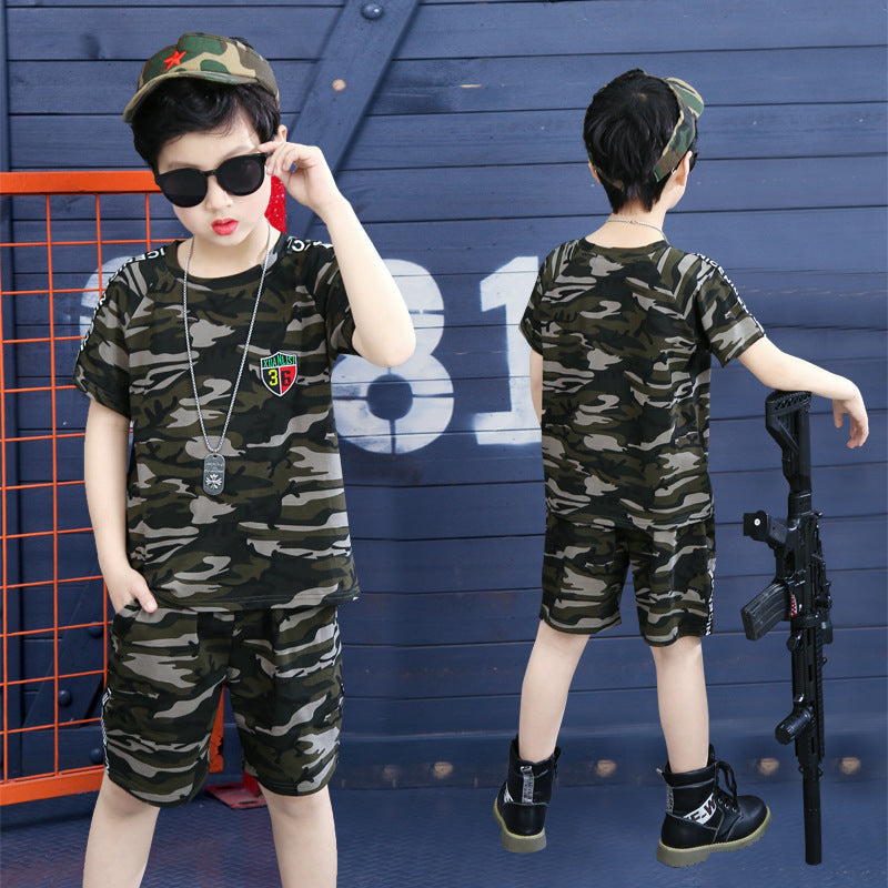 Boys summer short sleeve camouflage clothing - D&A