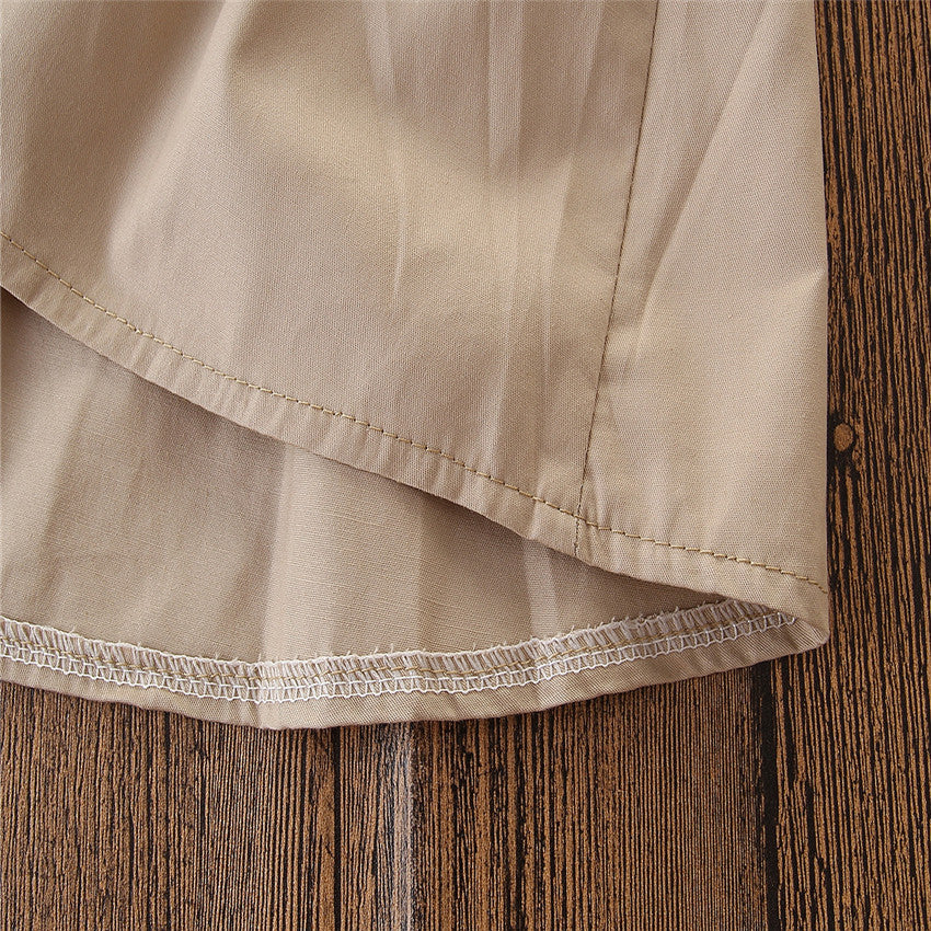 Kids Summer Clothing Beige Korean Style Children Shirt Girls' Dress Medium And Large Children's Dress Children Shirt - D&A