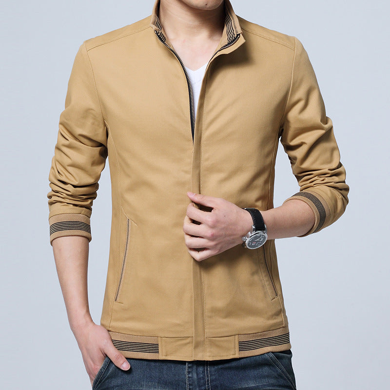 Brand New Spring Autumn Men Casual Jacket Coat Men's Fashion Washed Pure Cotton Brand-Clothing Jackets Male Coats Yellow1 - D&A