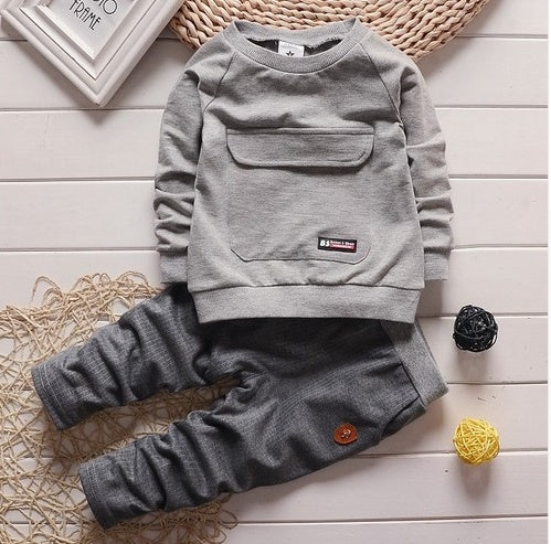 Toddler Baby Clothes Children Suit 0-3 Years Old Suit Pants Children's Sportswear Boys Girls Children's Clothing Brand Gray A - D&A