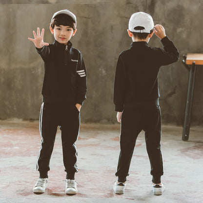 Boys'New Spring Garment in Two Kids' Leisure Sports Kids'Spring School Garments black - D&A