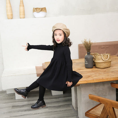 Girls' dresses in big kids knitting Black - D&A