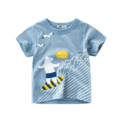 Children's short-sleeved t-shirts, baby clothes, boys Blue - D&A