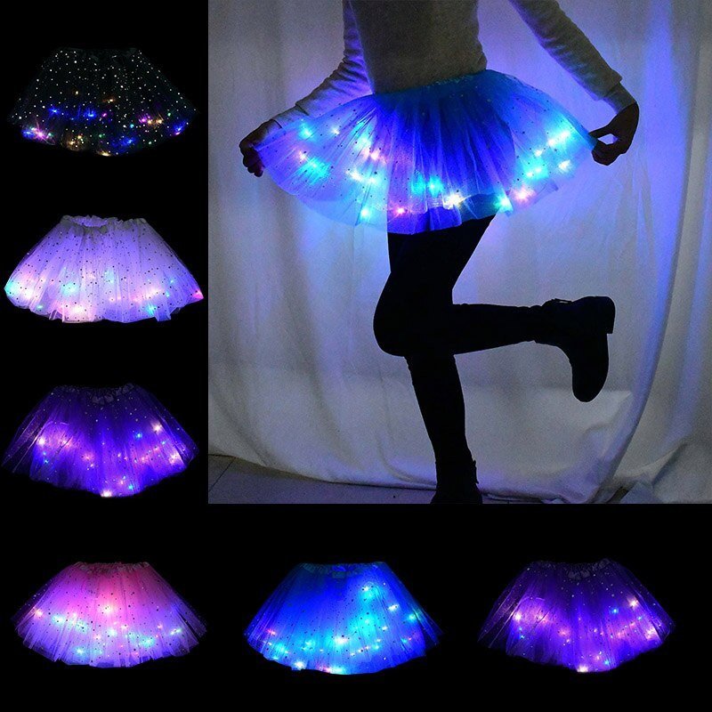 Magical & Luminous LED Princess Halloween Tutu Skirt Sequins Shiny Skirt - D&A