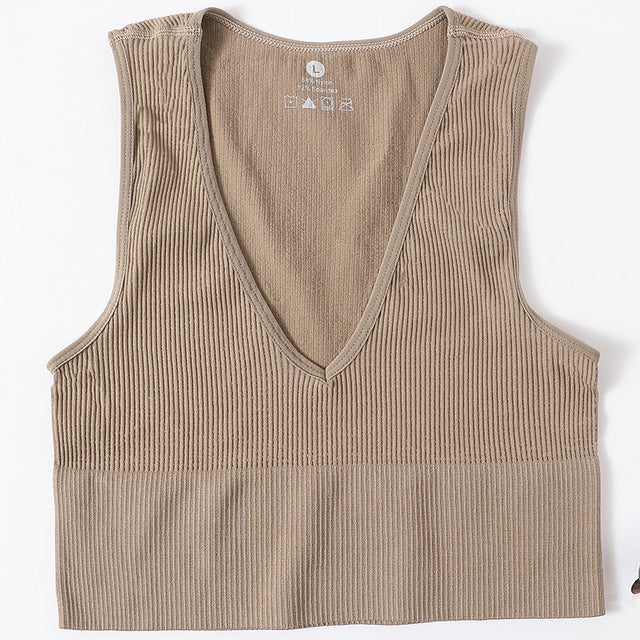 Crop Top Women Vintage Seamless Underwear Khaki - D&A