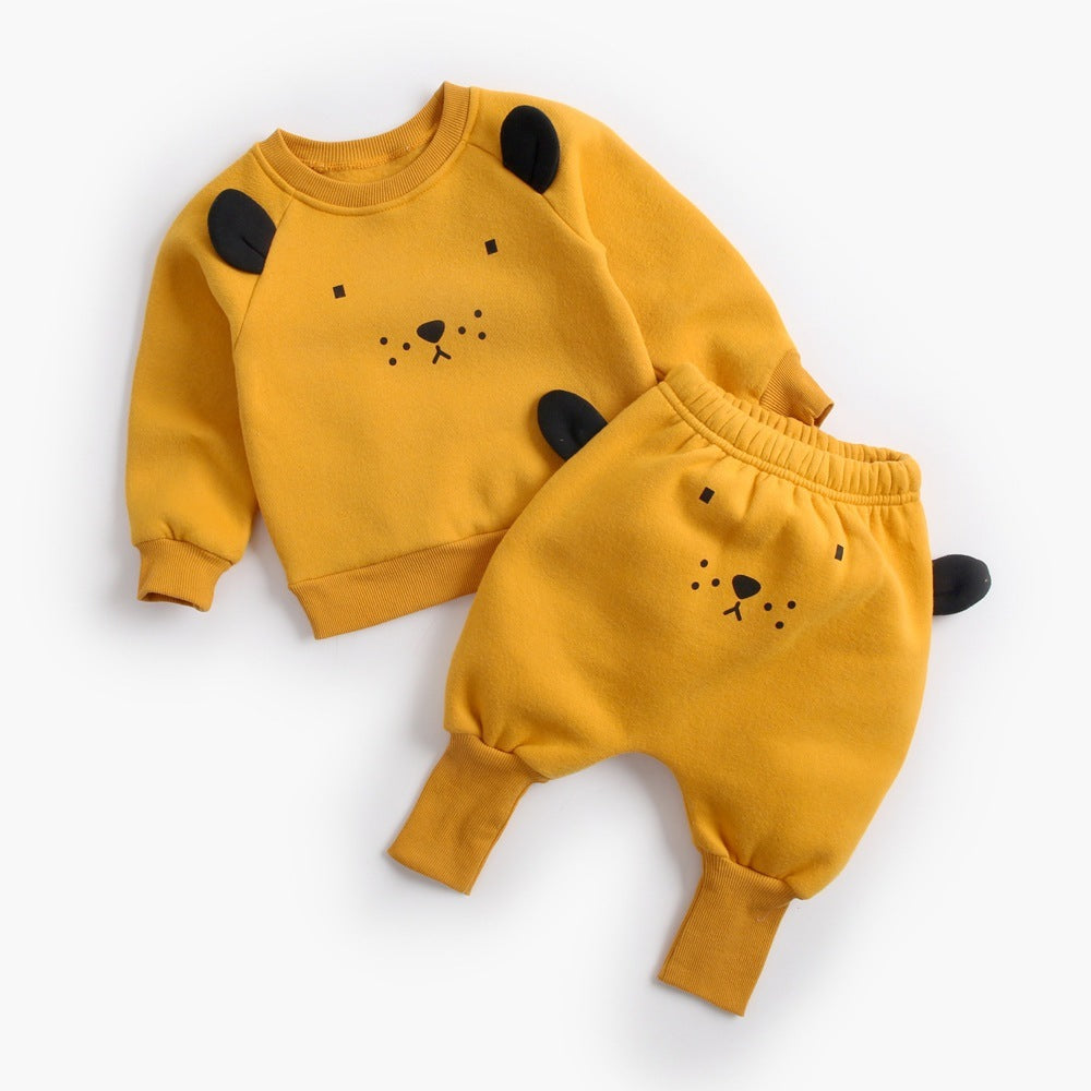 Baby Plus Velvet Sweater Suit Yellow - D&A