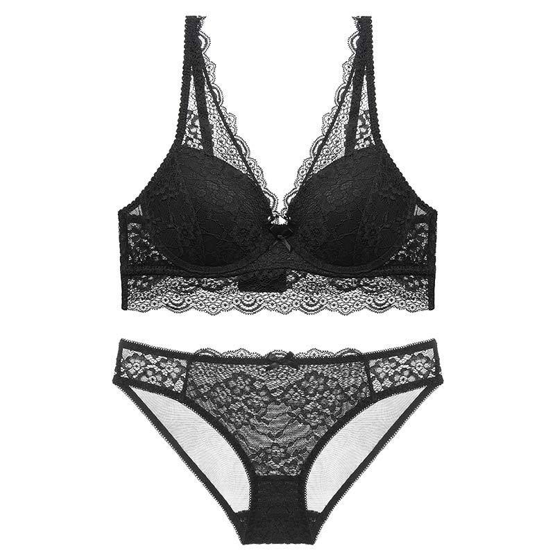 Breast-adjusting bra set Black - D&A