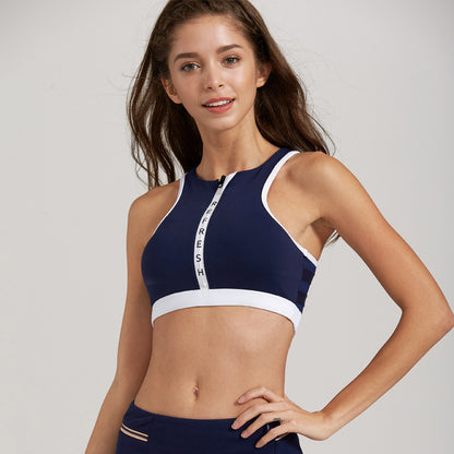 Letter Zip Sports Bra Blue - D&A