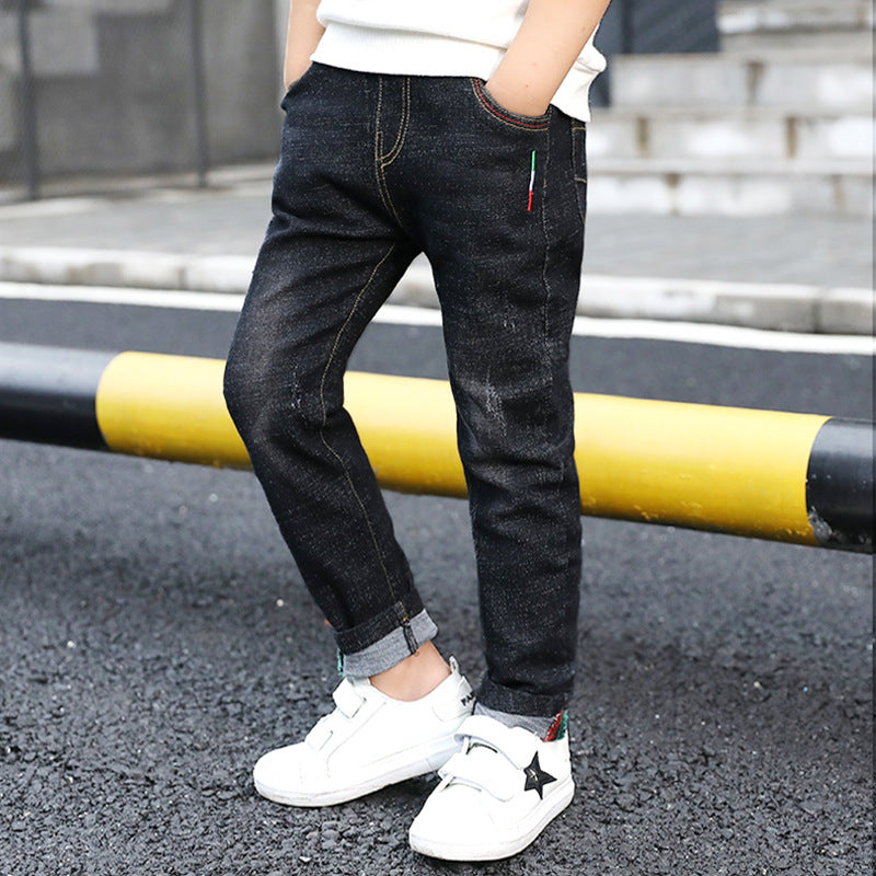 Boys' denim trousers, new style, big children's trousers, spring and autumn children's trousers - D&A