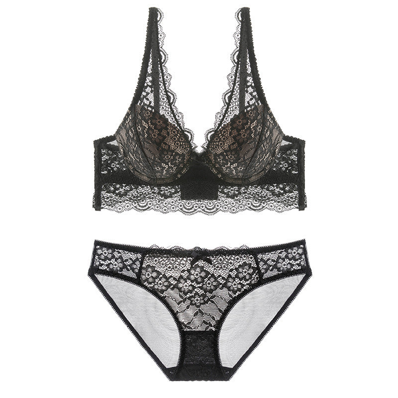 Breast-adjusting bra set Black skin - D&A