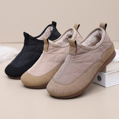 Winter Cloth Shoes For Women Plus Velvet Soft Bottom One Pedal Cotton Shoes Warm Flat Bottom Gommino - D&A