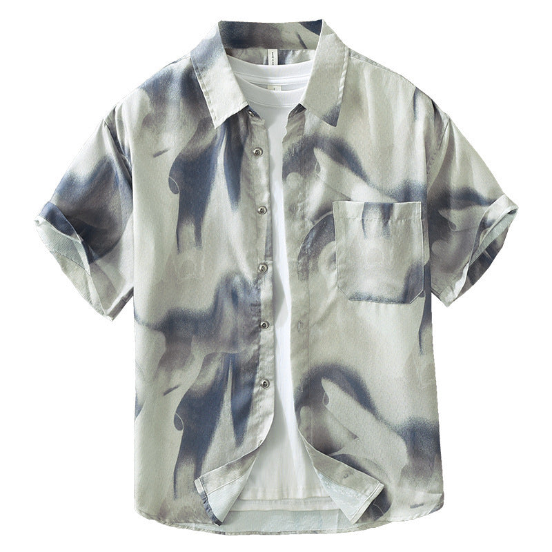 Japanese Trendy Printed Short Sleeve Shirt - D&A