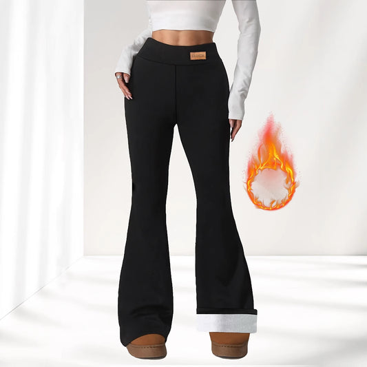 Winter High Waist Stretch Fleece Bell-bottom Pants Slimming Hip Raise - D&A