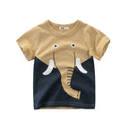 Cool Printed T-shirts Khaki Elephant - D&A