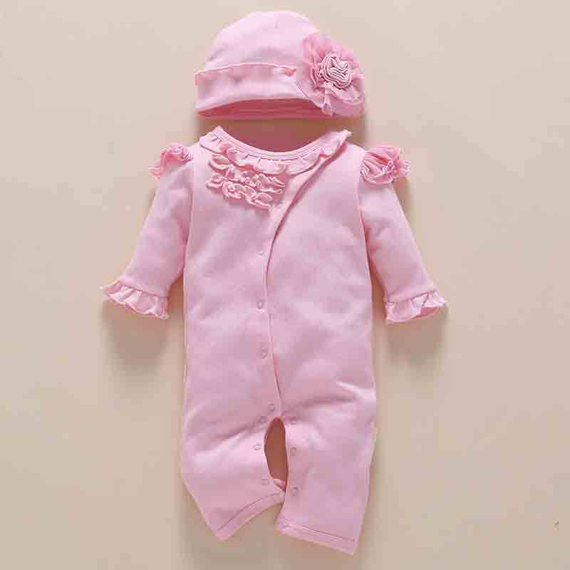 one-year-old baby wears newborn baby clothing romper jumpsuit Pink - D&A