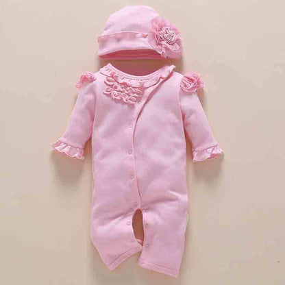 one-year-old baby wears newborn baby clothing romper jumpsuit Pink - D&A