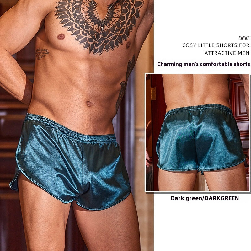 Men's Underwear Nude Feel Skin-friendly Not Tight Sexy Boxers Lightweight Breathable Smooth Dark Green Free Size - D&A