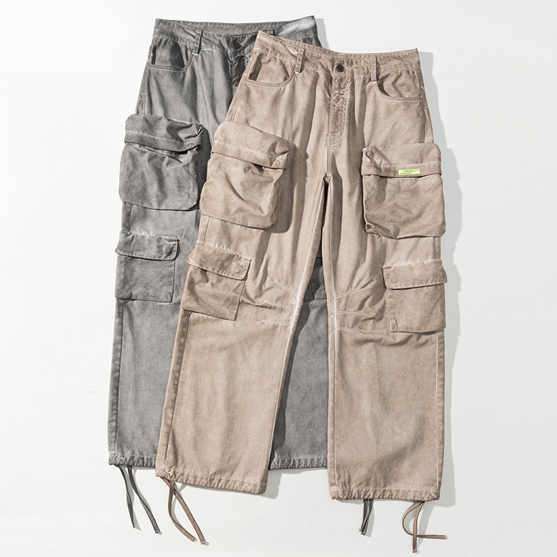 Heavy High-grade Workwear Multi-pocket Dirty Casual Pants - D&A