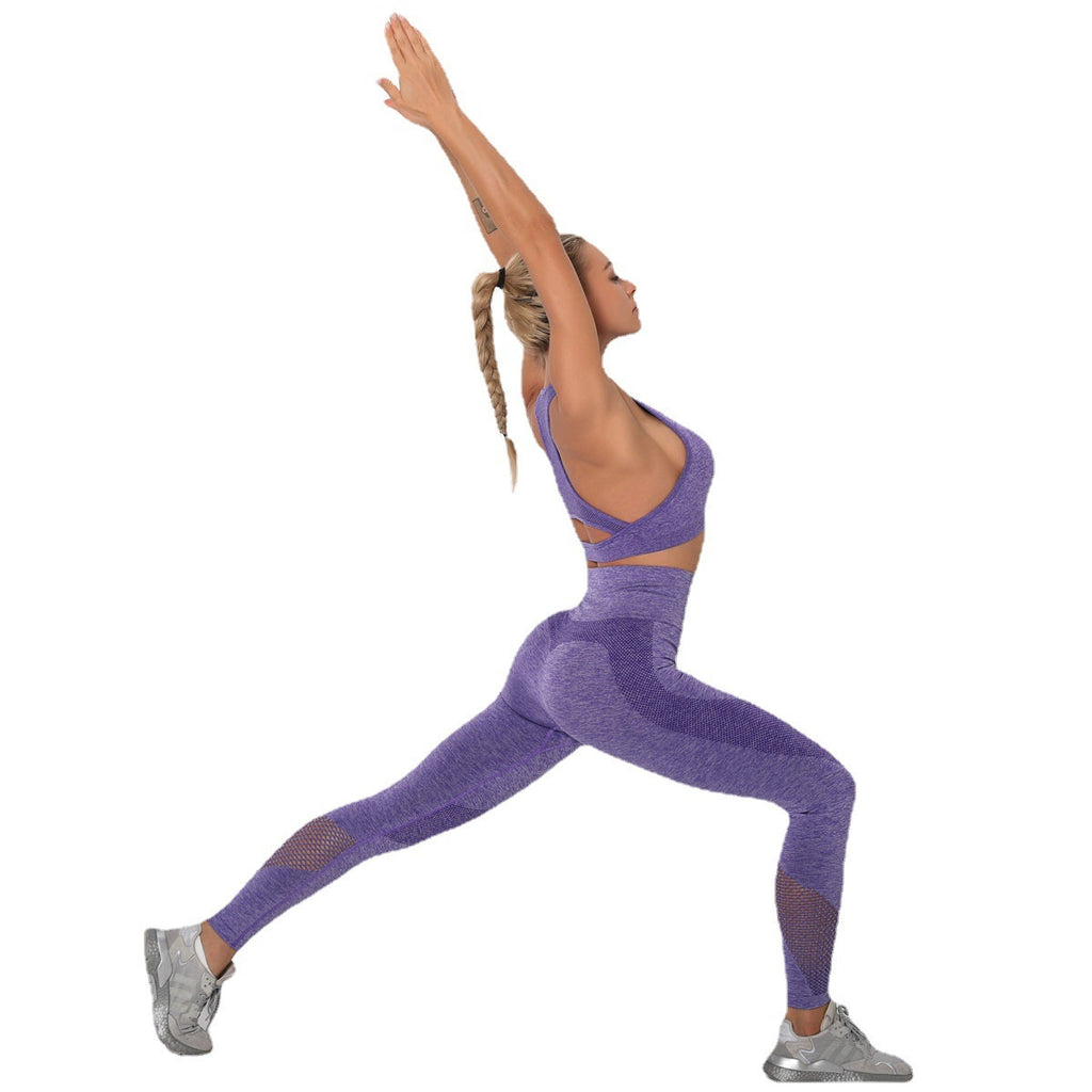 Back Quick Dry Sports Yoga Bra Fitness Bra Pants Set - D&A