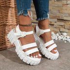 Open Toe Comfortable Muffin Bottom Ankle-strap Buckle Sandals - D&A