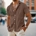 Men's Summer Loose V-neck Short-sleeved Shirt - D&A