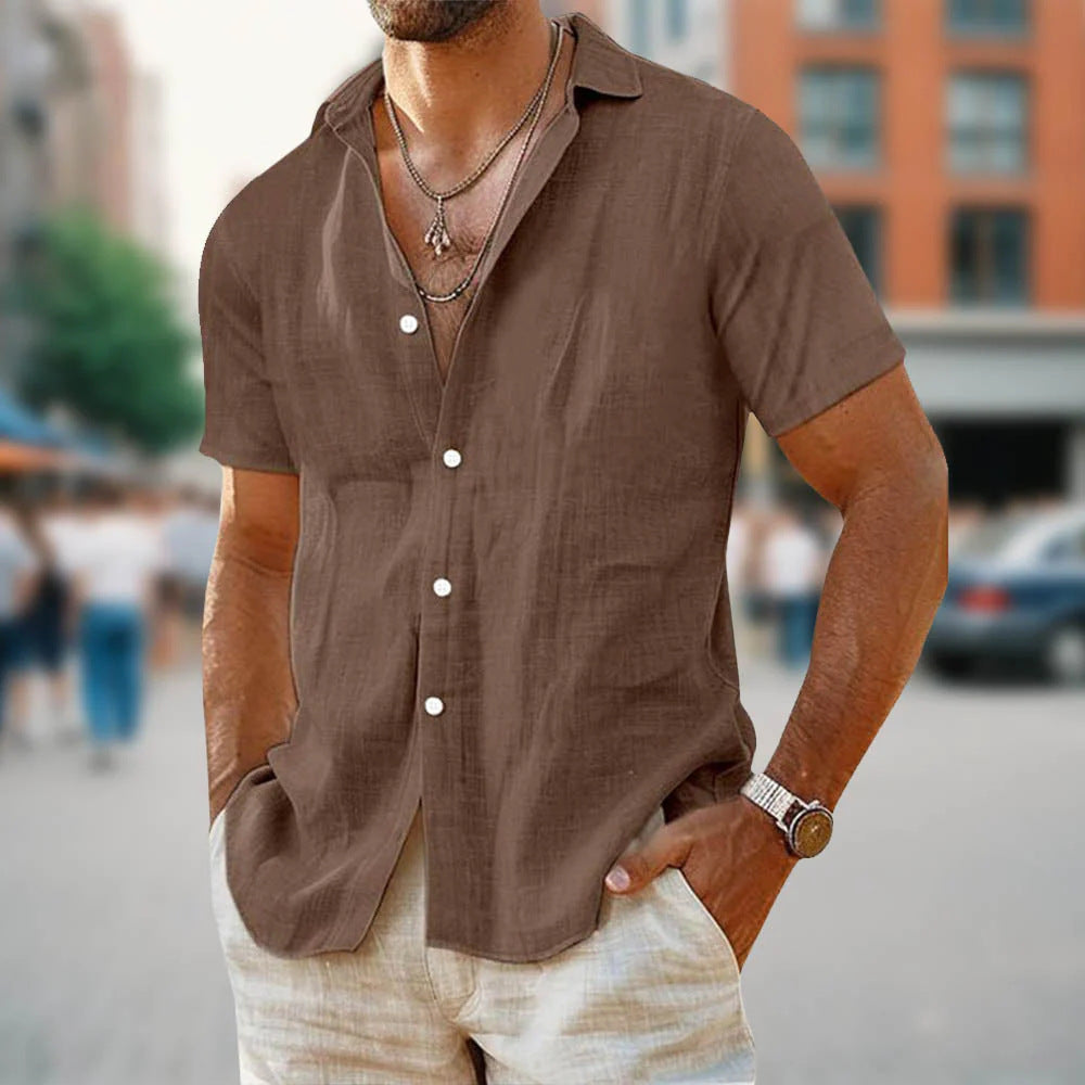 Men's Summer Loose V-neck Short-sleeved Shirt 24color - D&A