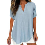 3D Printed Women's Spring And Summer Loose V-neck Short Sleeve Top - D&A