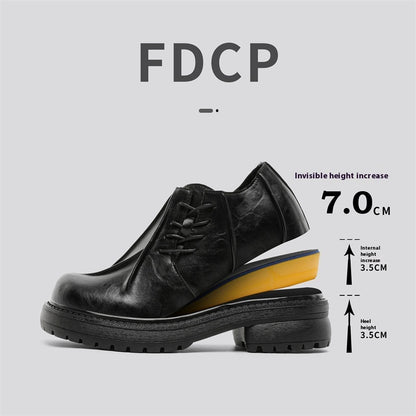 Inner Height Increasing Black Platform Warped Head Leather Shoes Height Increasing Insole G009 - D&A