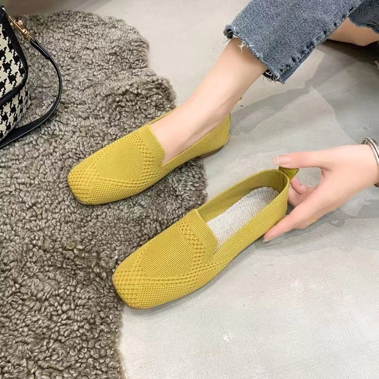 Women's Low-cut Square Toe Flat Bottom Sneaker - D&A