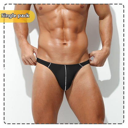 Men's Sexy U-convex Low Waist Thin Edges Comfortable Triangle Back Empty Sports Shorts Black - D&A