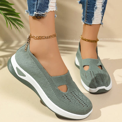 Women's Shoes Soft Bottom Not Tired Feet Slip-on Mesh Green - D&A